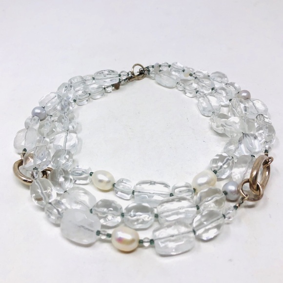 Sterling silver, quartz crystal choker, 143.8g - Picture 3 of 8